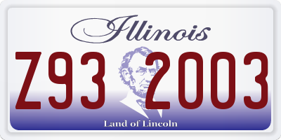 IL license plate Z932003