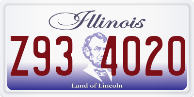 IL license plate Z934020