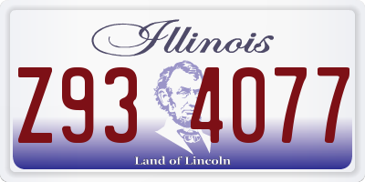 IL license plate Z934077