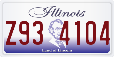 IL license plate Z934104