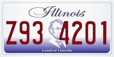 IL license plate Z934201