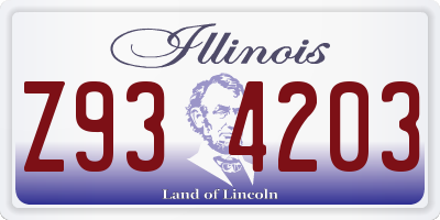 IL license plate Z934203