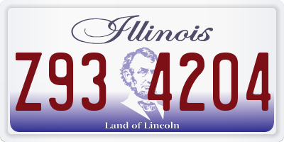 IL license plate Z934204