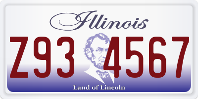 IL license plate Z934567