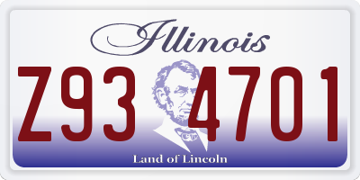 IL license plate Z934701