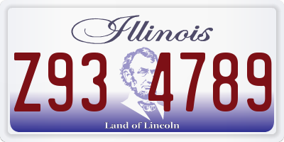 IL license plate Z934789