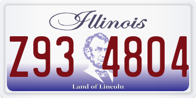 IL license plate Z934804