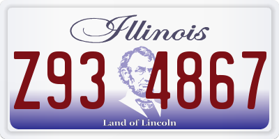 IL license plate Z934867