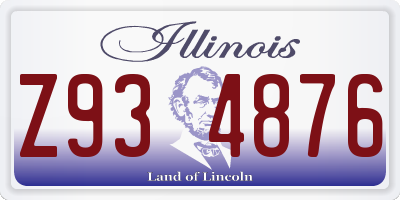 IL license plate Z934876