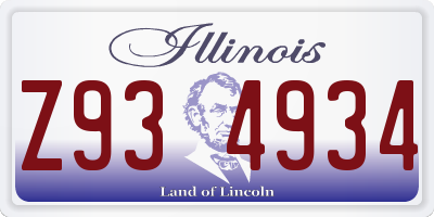 IL license plate Z934934