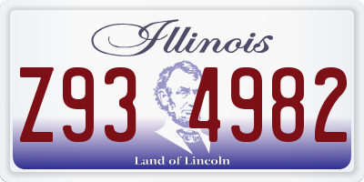 IL license plate Z934982