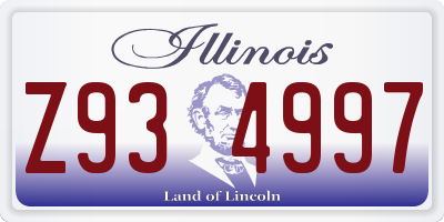 IL license plate Z934997