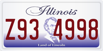 IL license plate Z934998