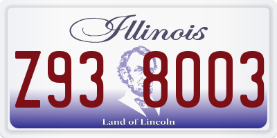 IL license plate Z938003