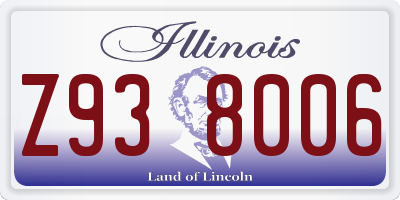 IL license plate Z938006