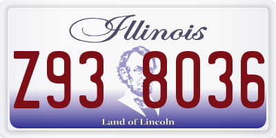 IL license plate Z938036