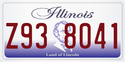 IL license plate Z938041