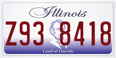 IL license plate Z938418