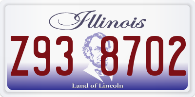 IL license plate Z938702