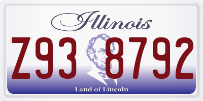 IL license plate Z938792
