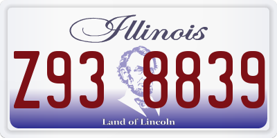 IL license plate Z938839