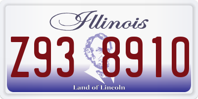 IL license plate Z938910