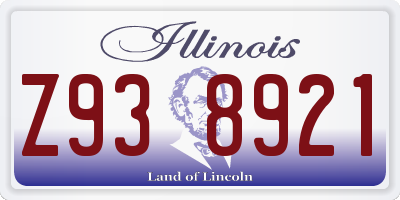 IL license plate Z938921