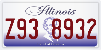 IL license plate Z938932