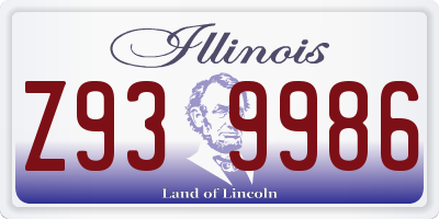 IL license plate Z939986