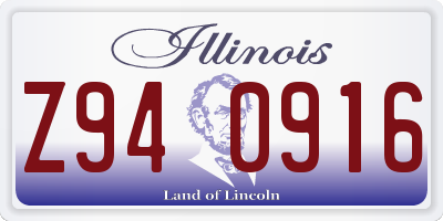 IL license plate Z940916