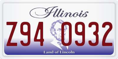 IL license plate Z940932