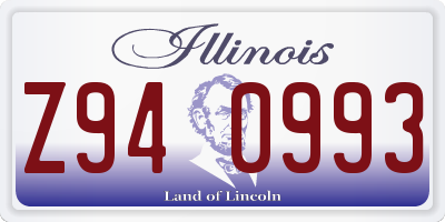 IL license plate Z940993
