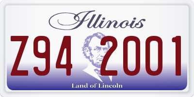 IL license plate Z942001