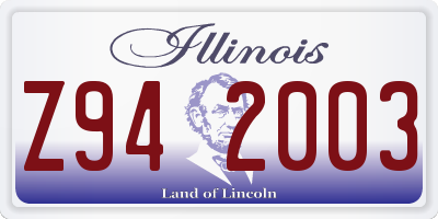IL license plate Z942003