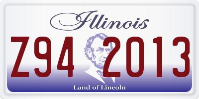 IL license plate Z942013