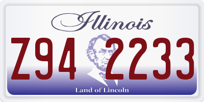IL license plate Z942233