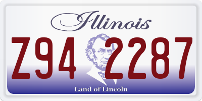 IL license plate Z942287