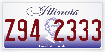 IL license plate Z942333