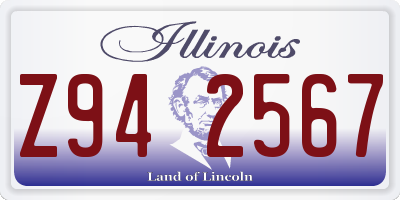 IL license plate Z942567