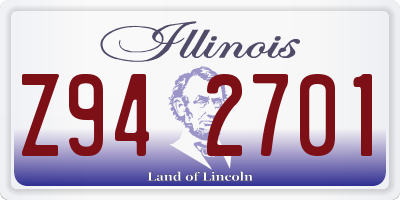 IL license plate Z942701