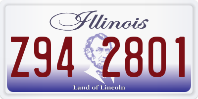 IL license plate Z942801