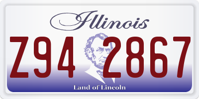 IL license plate Z942867