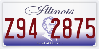 IL license plate Z942875