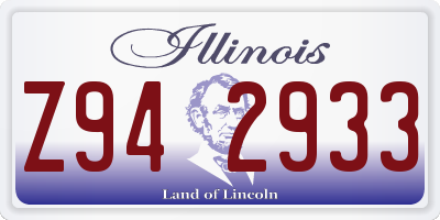 IL license plate Z942933