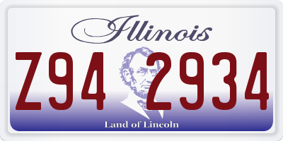 IL license plate Z942934