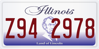 IL license plate Z942978