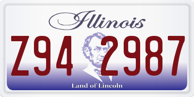 IL license plate Z942987