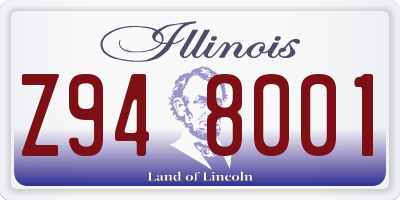 IL license plate Z948001