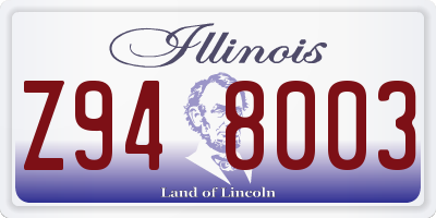 IL license plate Z948003