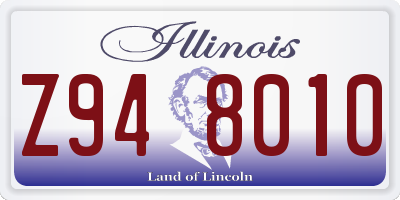 IL license plate Z948010
